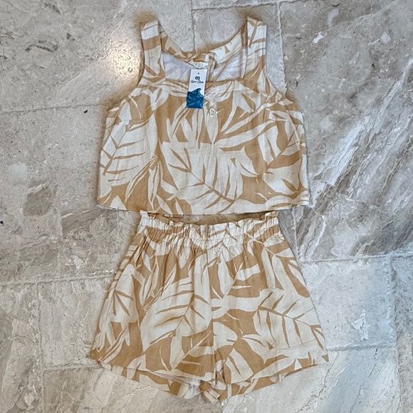 NWT ILLA ILLA Willow Open Back Set Yellow / Tan (Top M / Bottom S) - Picture 3 of 10